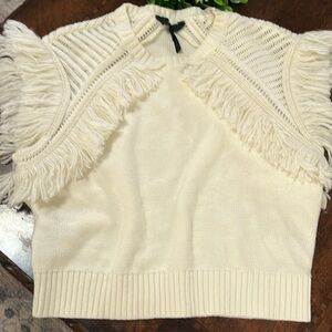BCBG Mazazria Fringed Sweater Top Size XXS